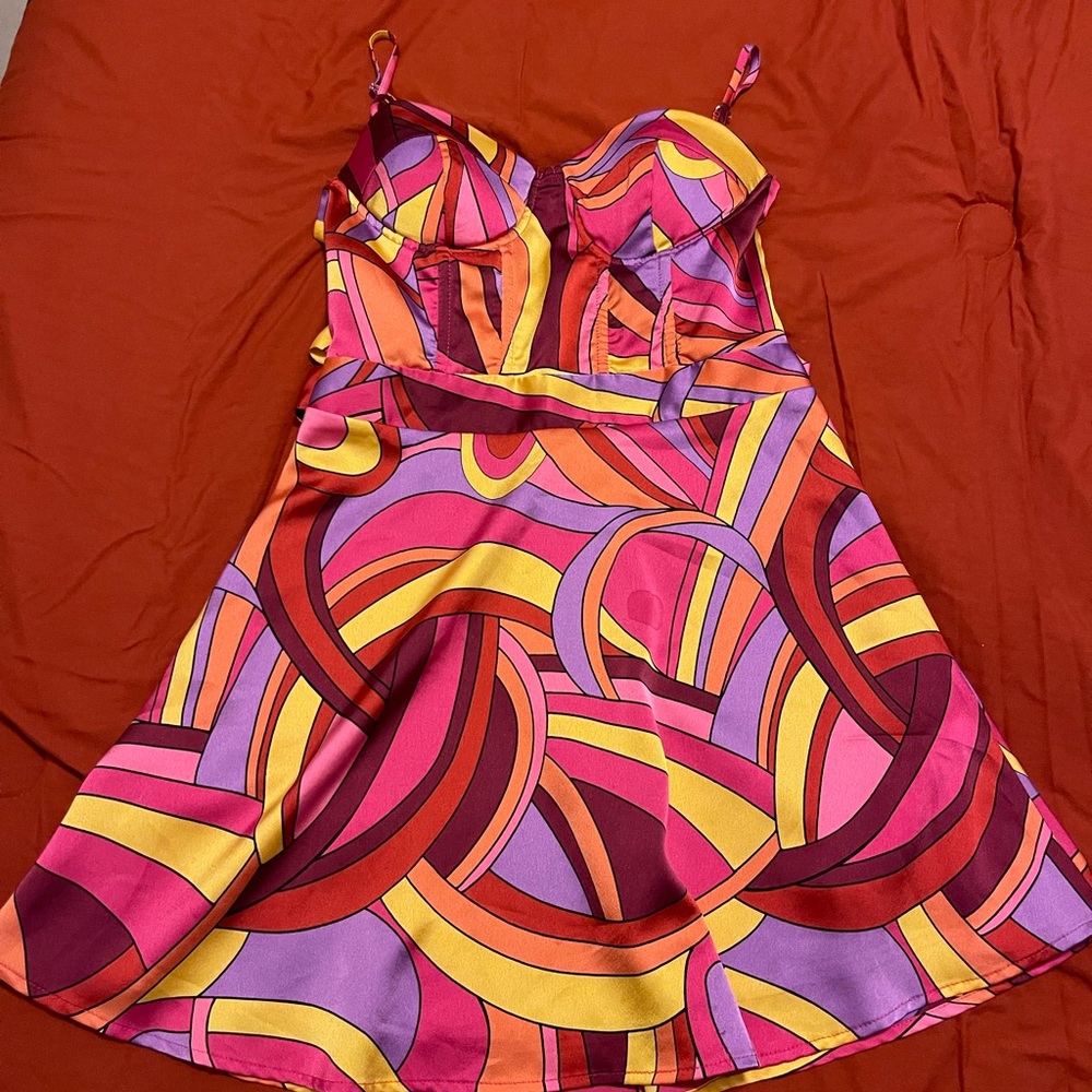 Forever 21 never worn before multi colored dress with bustier top